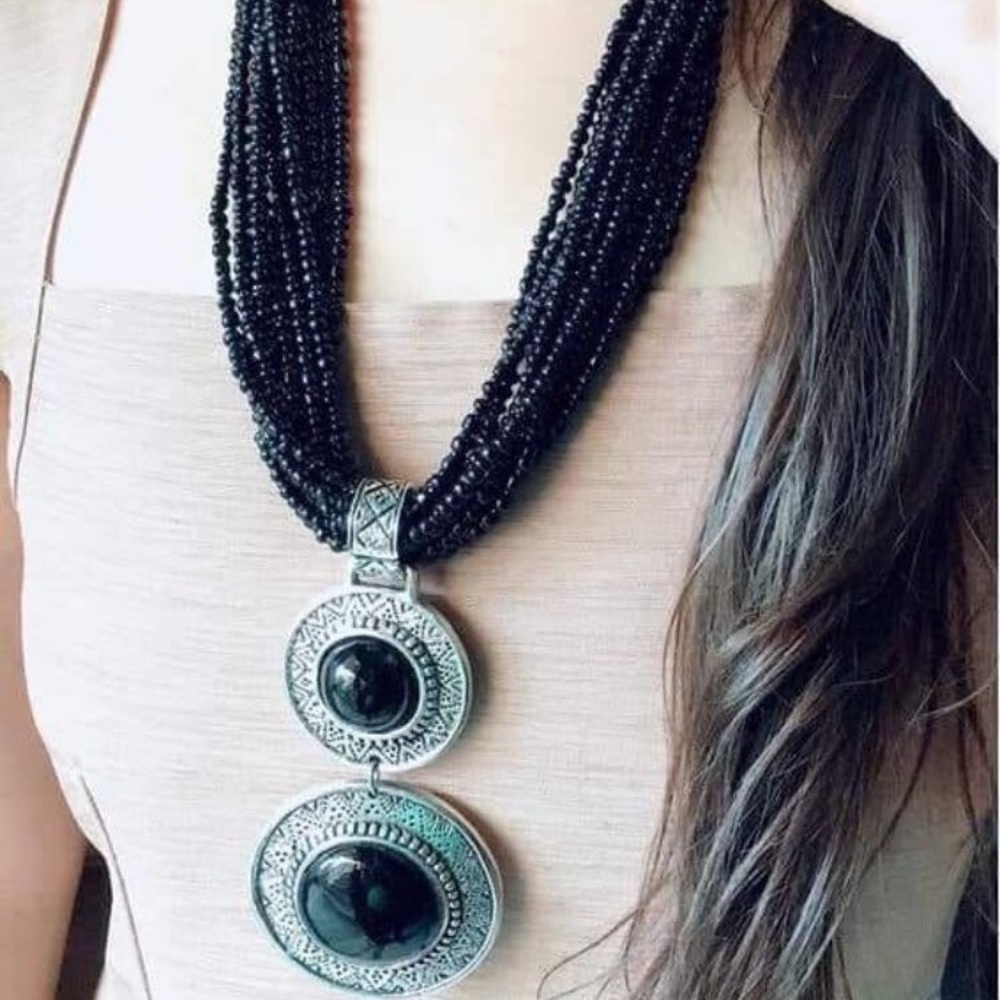 Long tribal ethnic necklace